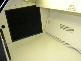 Modified blast cabinet for use with long parts with micro grit blasters